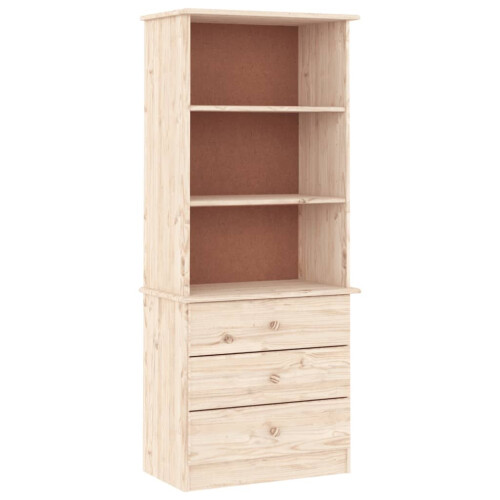 VidaXL (brown) vidaXL Bookcase Book Shelf Display Cabinet with Drawers ALTA Solid Wood Pine 1