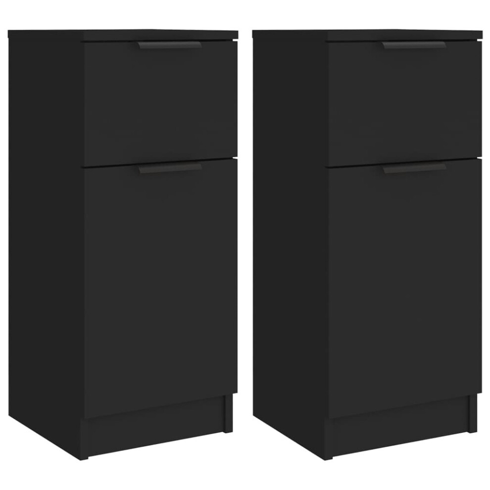 vidaXL Sideboards Side Cabinet Storage Cabinet 2 pcs Black Engineered Wood