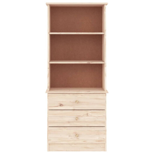 VidaXL (brown) vidaXL Bookcase Book Shelf Display Cabinet with Drawers ALTA Solid Wood Pine 2