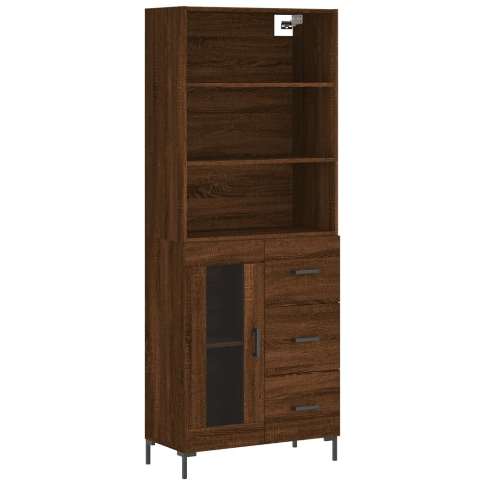 vidaXL Highboard Sideboard Cupboard Storage Cabinet Brown Oak Engineered Wood