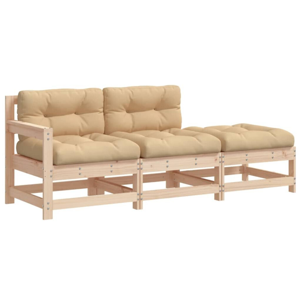 vidaXL Garden Lounge Set Outdoor Lounge Set 3 Piece with Cushions Solid Wood