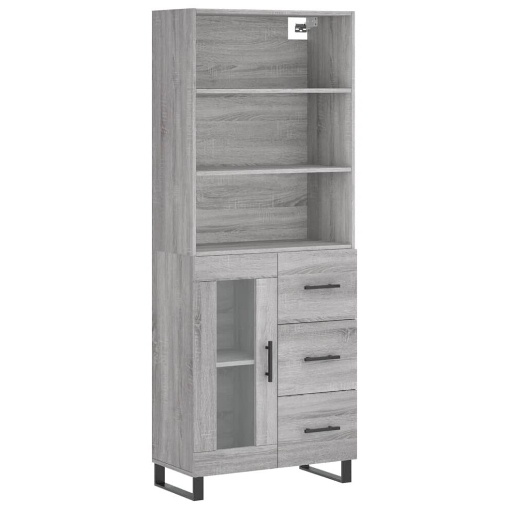 vidaXL Highboard Sideboard Cupboard Side Cabinet Grey Sonoma Engineered Wood