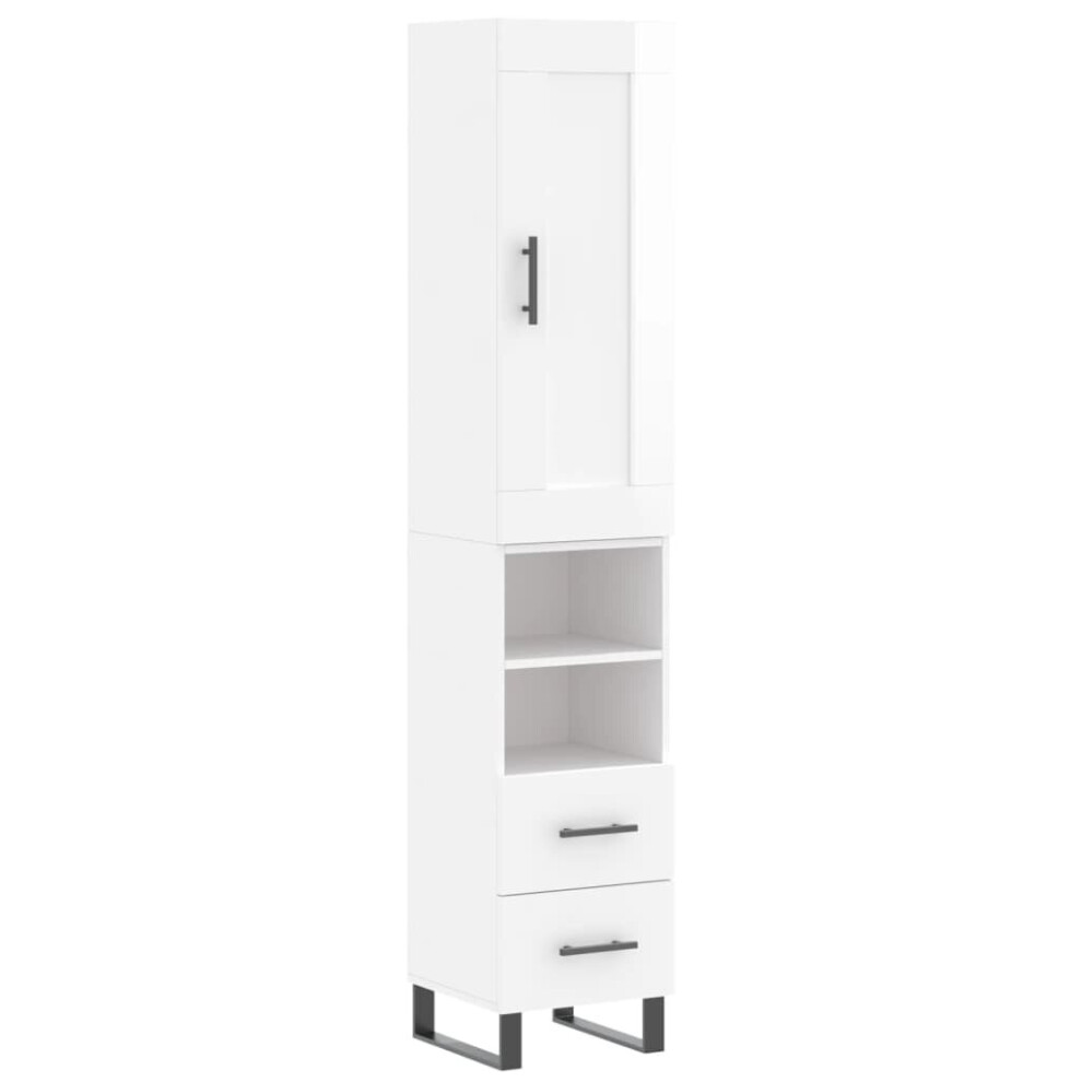 vidaXL Highboard Sideboard Storage Cabinet High Gloss White Engineered Wood