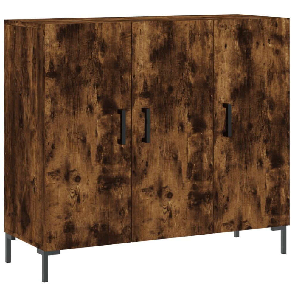 Vidaxl (Smoked Oak) Sideboard Storage Cabinet Cupboard Side Cabinet White Engineered Wood