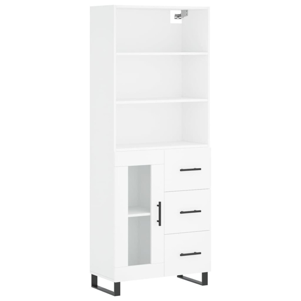 vidaXL Highboard Sideboard Cupboard Storage Cabinet White Engineered Wood