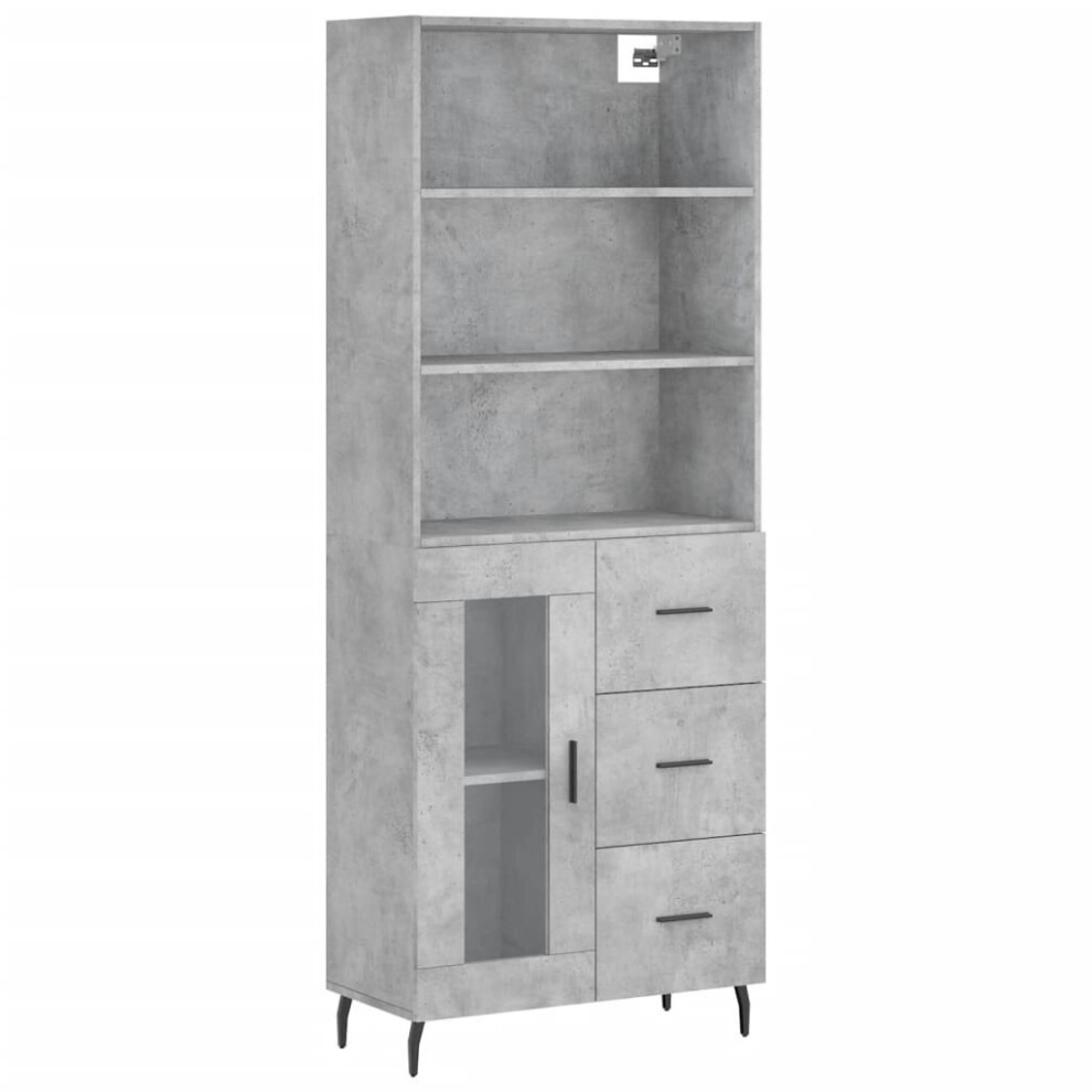 Vidaxl Highboard Sideboard Cupboard Side Cabinet Concrete Engineered Wood Grey