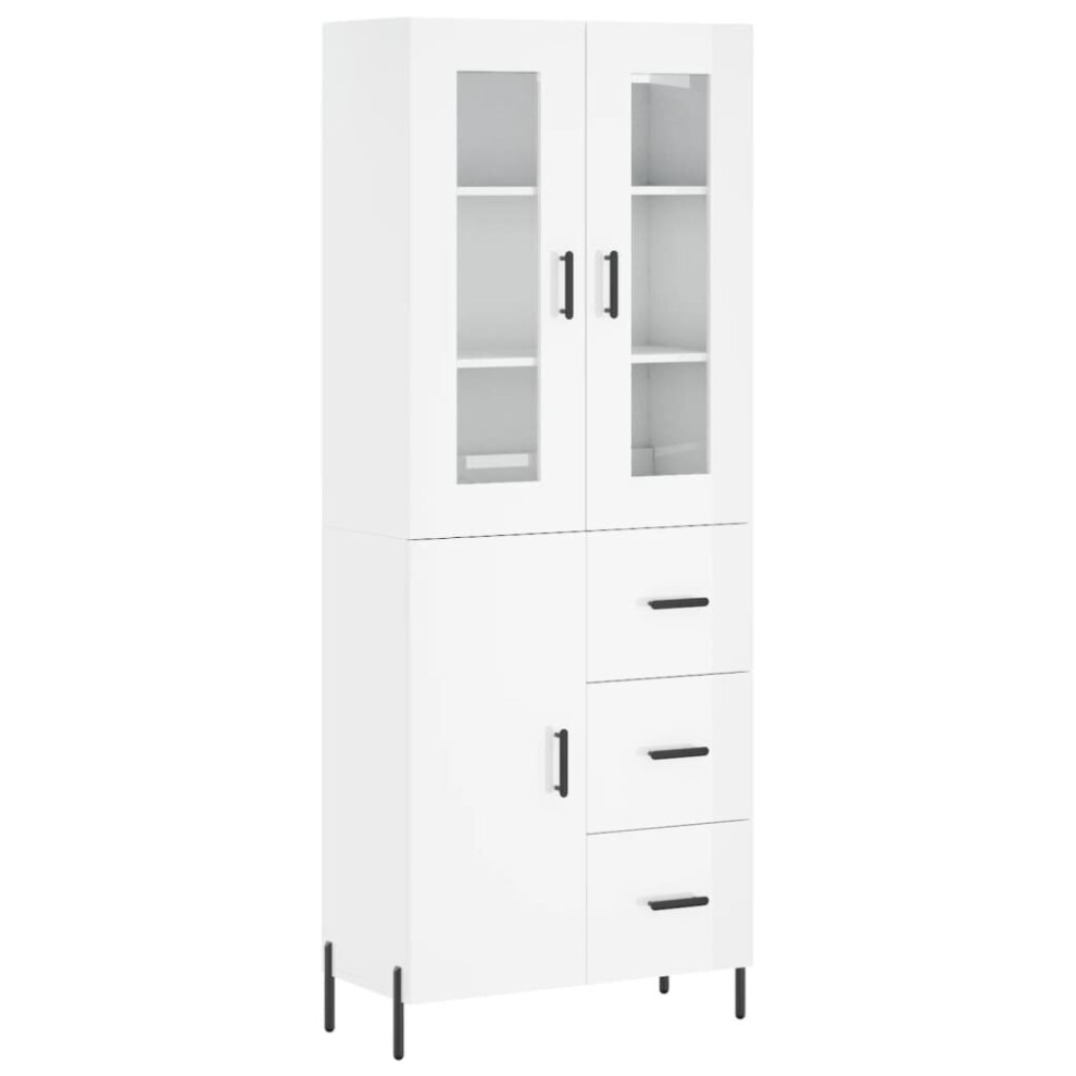 vidaXL Highboard Sideboard Cupboard Cabinet High Gloss White Engineered Wood