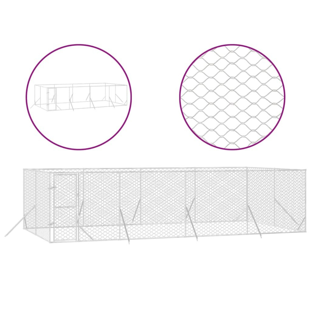 Vidaxl (8 X 4 X 2 M) Outdoor Dog Kennel Pet Cage Dog House Pet Crate Silver Galvanised Steel