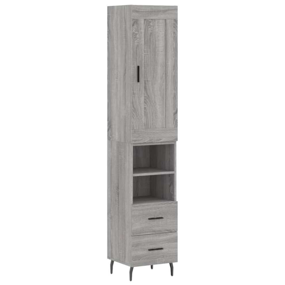 vidaXL Highboard Sideboard Cupboard Side Cabinet Grey Sonoma Engineered Wood