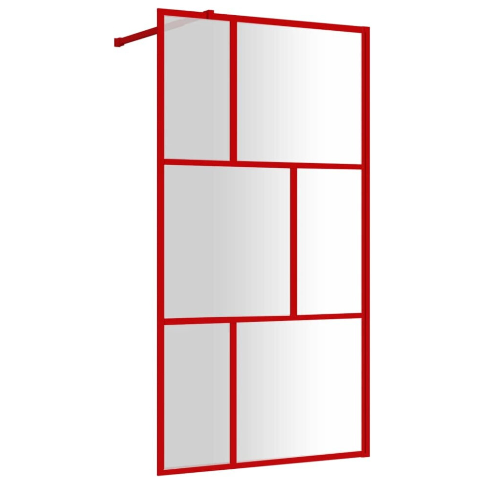 Vidaxl Walk-In Shower Wall Bath Screen Shower Screen With Clear Esg Glass Red