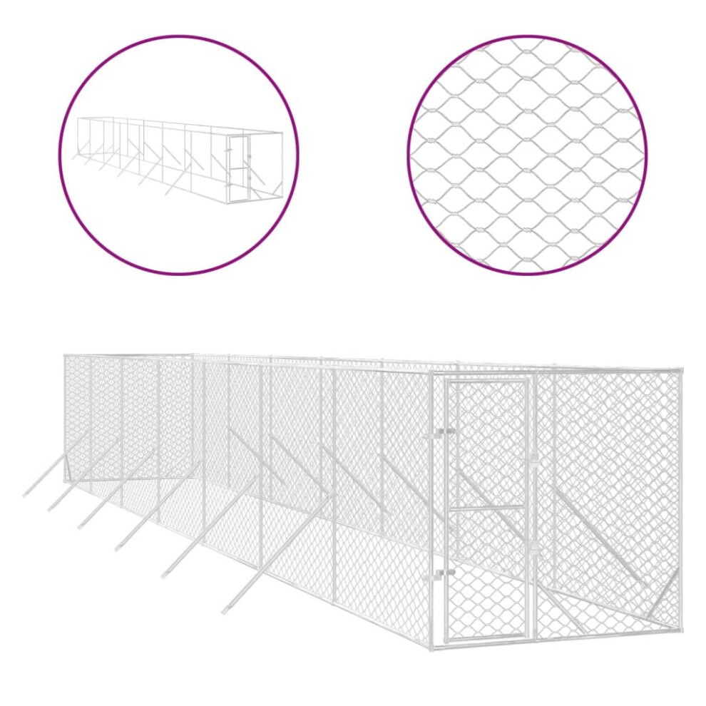 Vidaxl (2 X 14 X 2 M) Outdoor Dog Kennel Pet Cage Dog House Pet Crate Silver Galvanised Steel