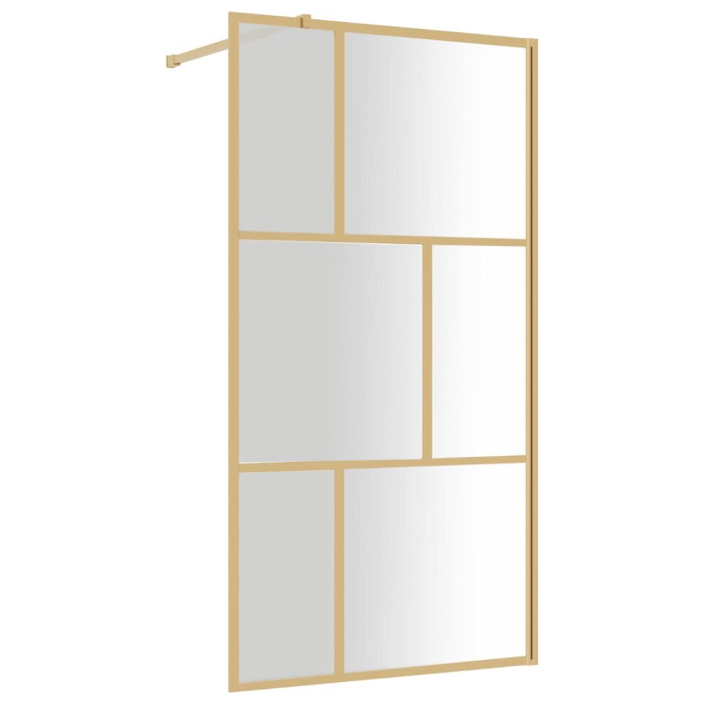 vidaXL Walk-in Shower Wall Bath Screen Shower Screen with Clear ESG Glass Gold