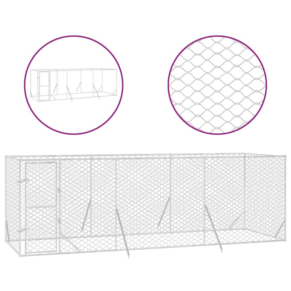 (6 x 2 x 2 m) vidaXL Outdoor Dog Kennel Pet Cage Dog House Pet Crate Silver Galvanised Steel