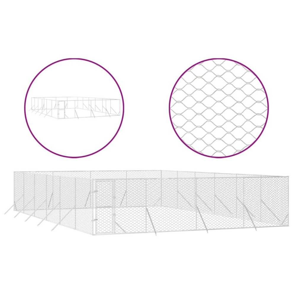 Vidaxl (8 X 12 X 2 M) Outdoor Dog Kennel Pet Cage Dog House Pet Crate Silver Galvanised Steel