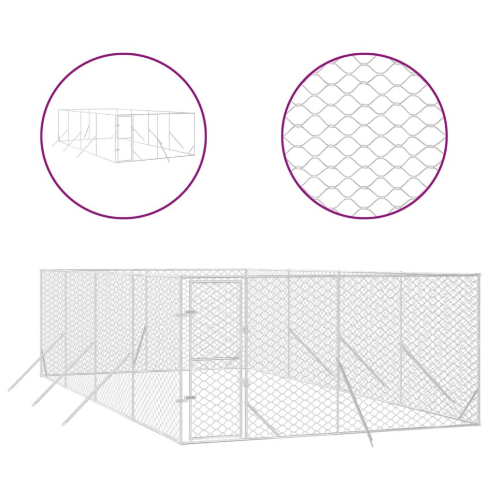 Vidaxl (4 X 8 X 2 M) Outdoor Dog Kennel Pet Cage Dog House Pet Crate Silver Galvanised Steel