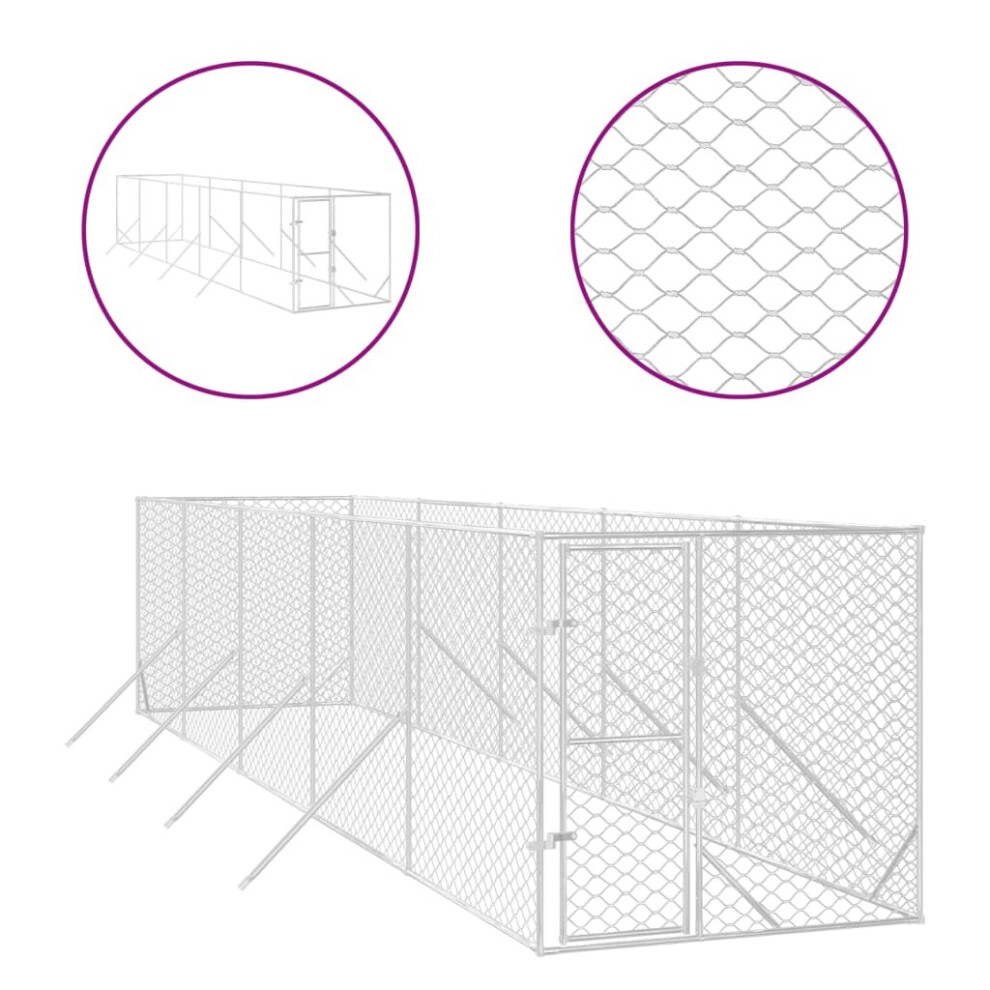 Vidaxl (2 X 10 X 2 M) Outdoor Dog Kennel Pet Cage Dog House Pet Crate Silver Galvanised Steel