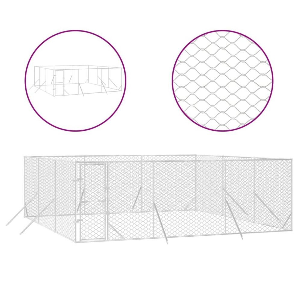 Vidaxl (6 X 6 X 2 M) Outdoor Dog Kennel Pet Cage Dog House Pet Crate Silver Galvanised Steel