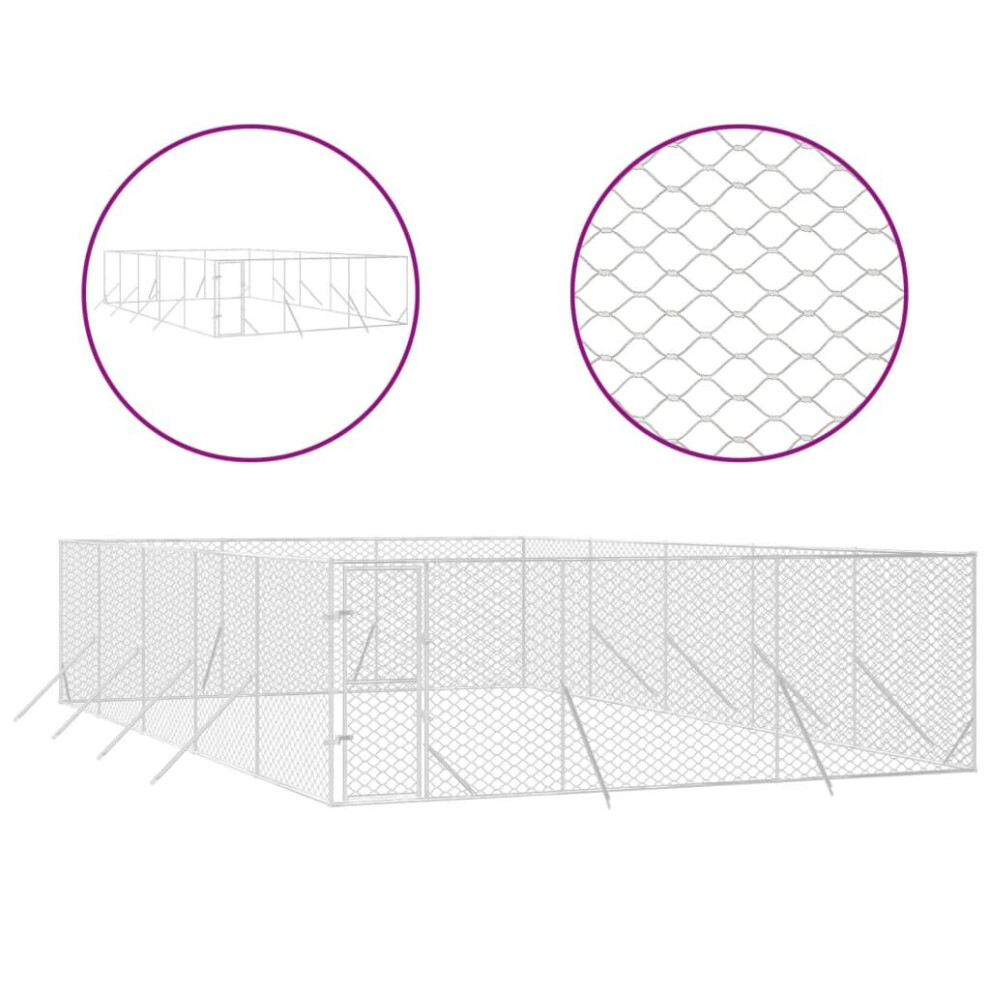 Vidaxl (6 X 10 X 2 M) Outdoor Dog Kennel Pet Cage Dog House Pet Crate Silver Galvanised Steel