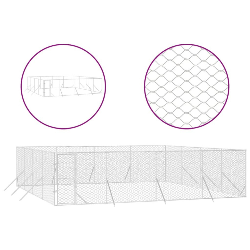 Vidaxl (8 X 8 X 2 M) Outdoor Dog Kennel Pet Cage Dog House Pet Crate Silver Galvanised Steel