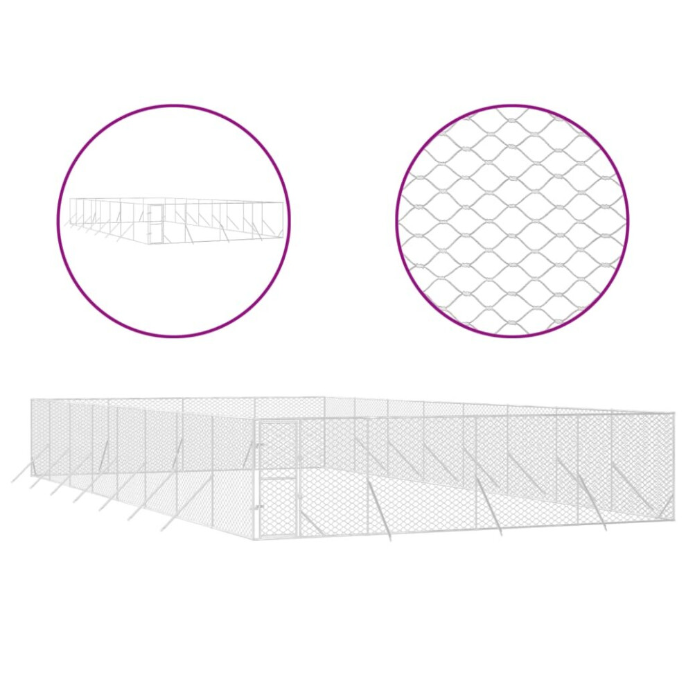 Vidaxl (8 X 16 X 2 M) Outdoor Dog Kennel Pet Cage Dog House Pet Crate Silver Galvanised Steel