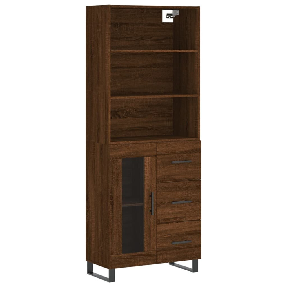 vidaXL Highboard Sideboard Cupboard Storage Cabinet Brown Oak Engineered Wood