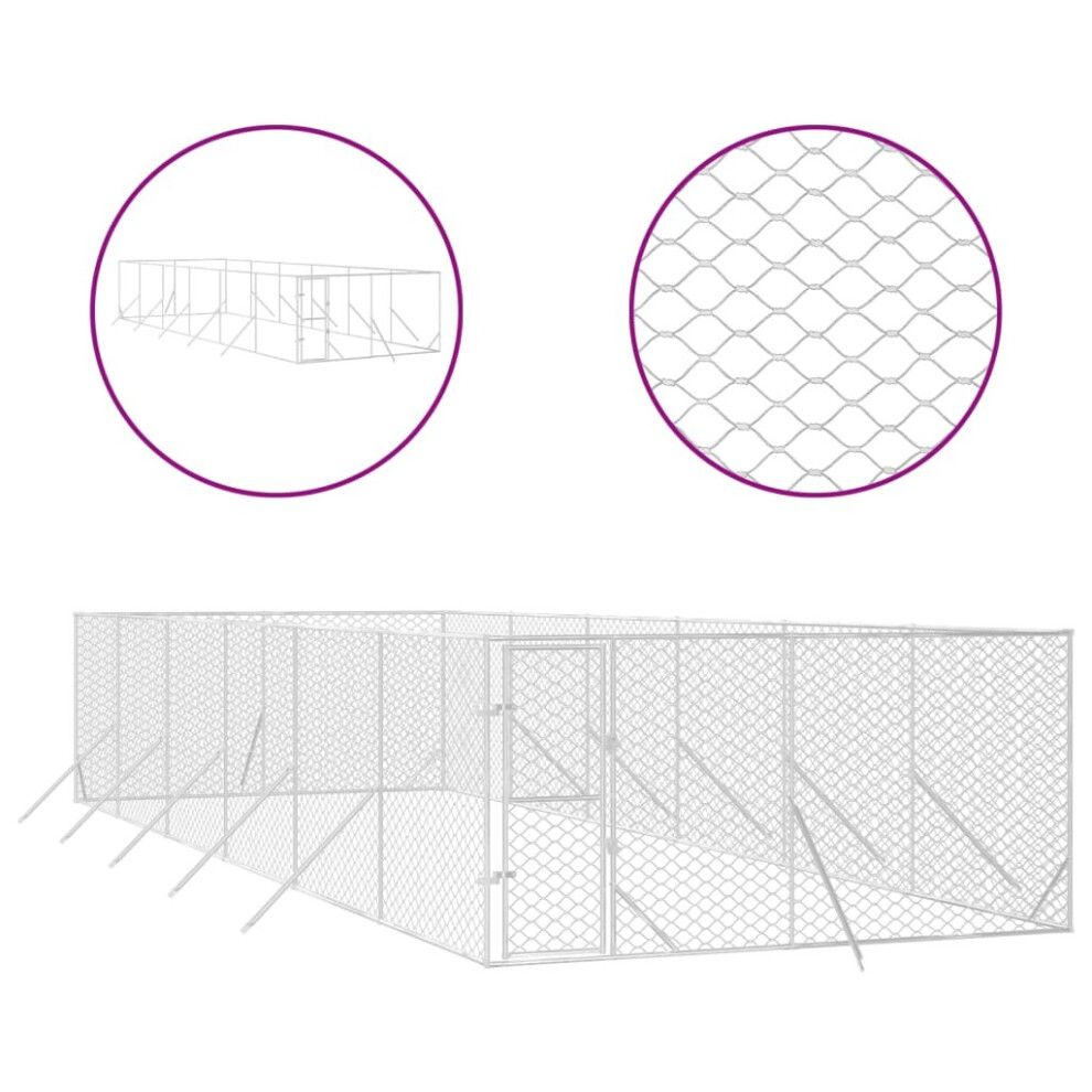 (4 x 12 x 2 m) vidaXL Outdoor Dog Kennel Pet Cage Dog House Pet Crate Silver Galvanised Steel