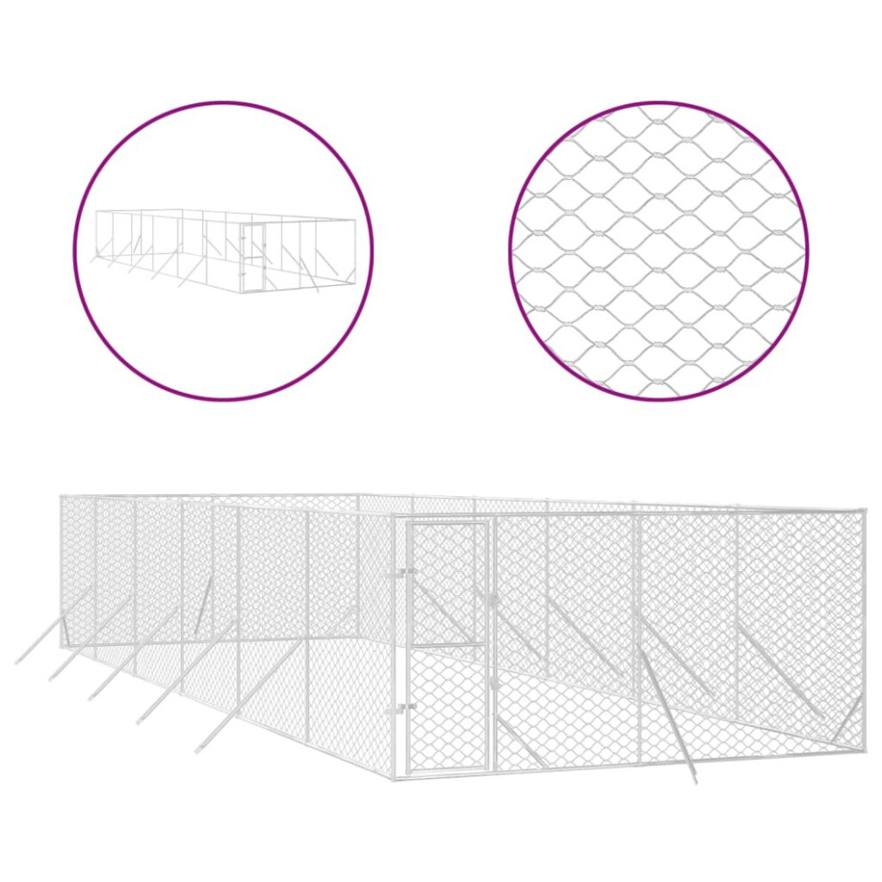 Vidaxl (4 X 12 X 2 M) Outdoor Dog Kennel Pet Cage Dog House Pet Crate Silver Galvanised Steel