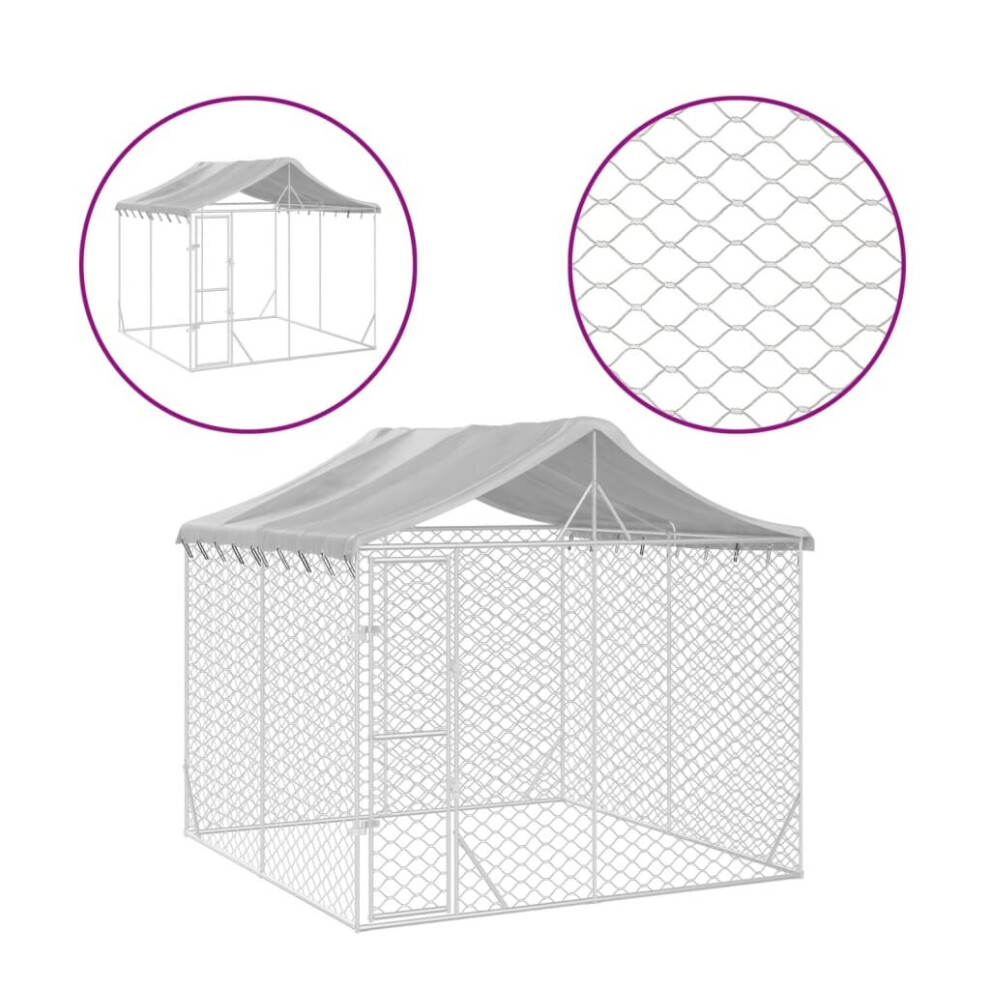 Vidaxl (3 X 3 X 2.5 M) Outdoor Dog Kennel Dog House With Roof Dog Cage Silver Galvanised Steel