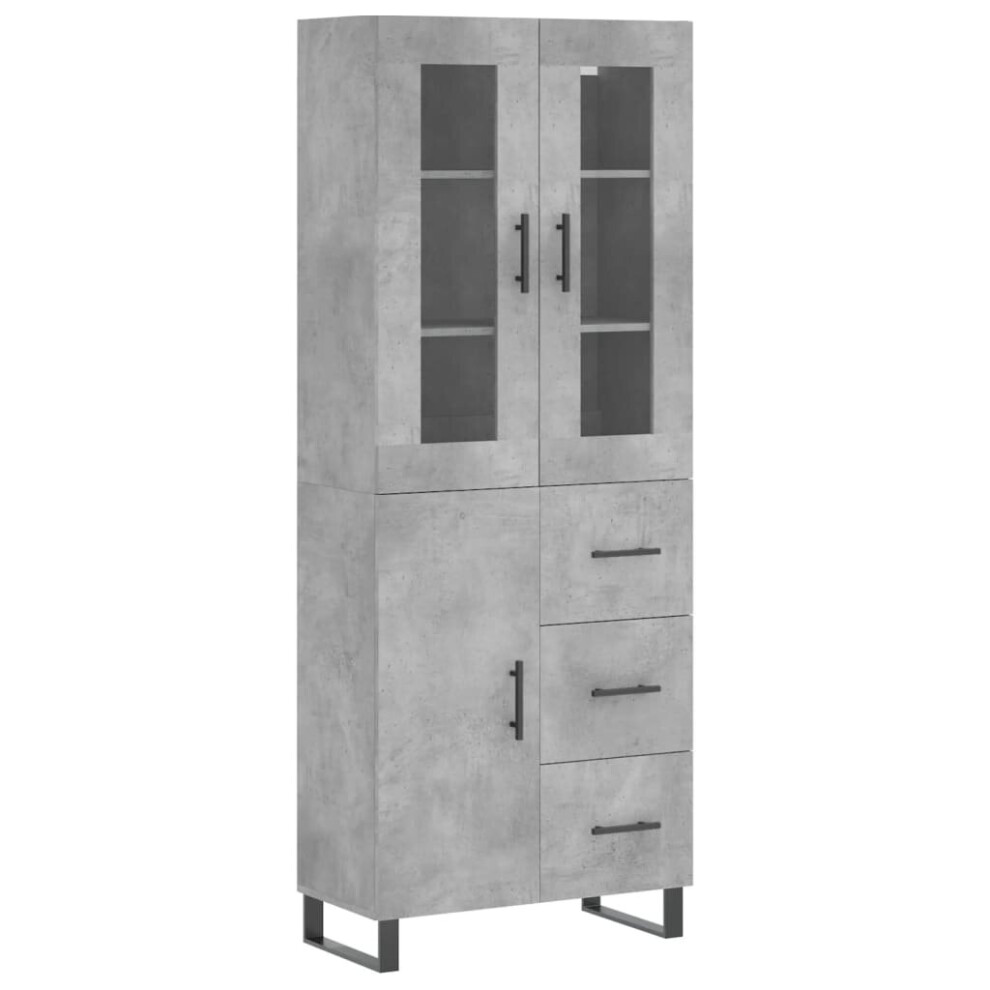 vidaXL Highboard Sideboard Cupboard Side Cabinet Concrete Grey Engineered Wood