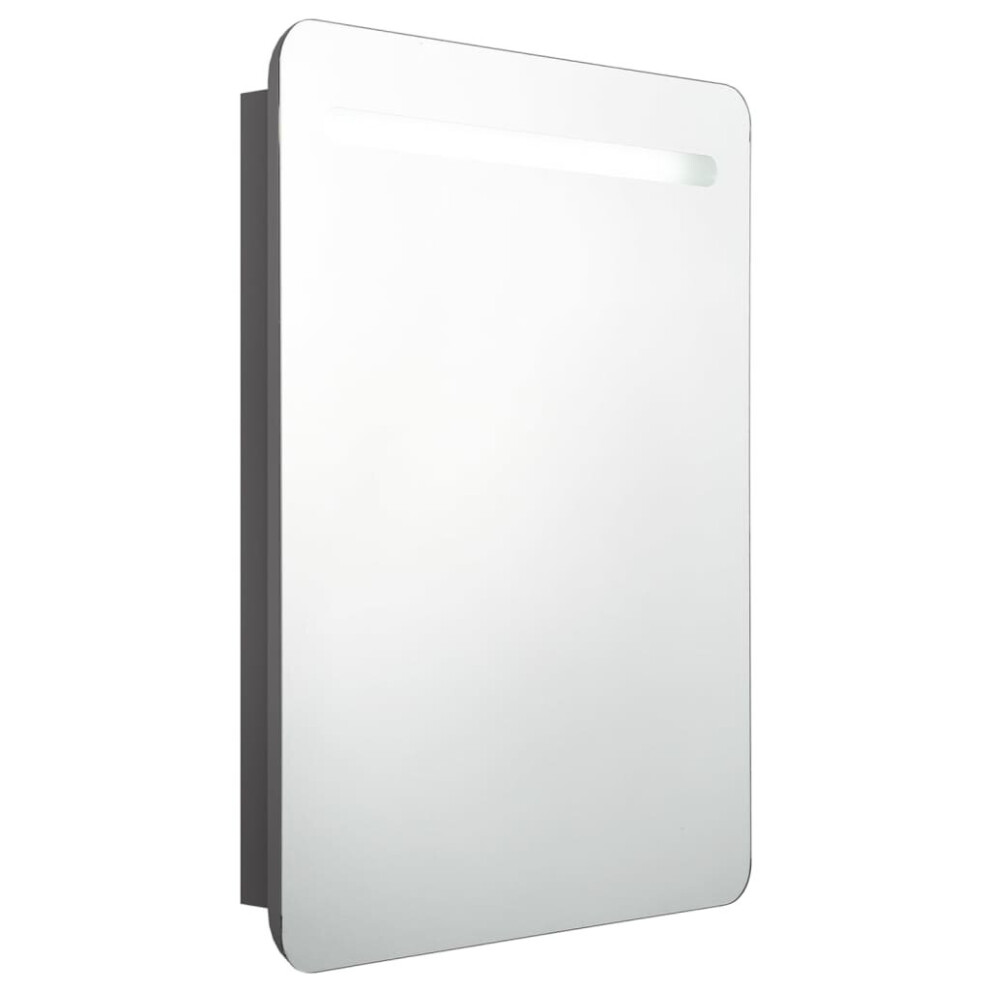 vidaXL LED Bathroom Mirror Cabinet Grey Washroom Storage Rack Vanity Unit