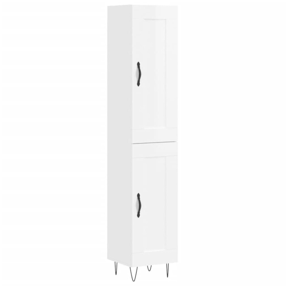 vidaXL Highboard Sideboard Storage Cabinet High Gloss White Engineered Wood