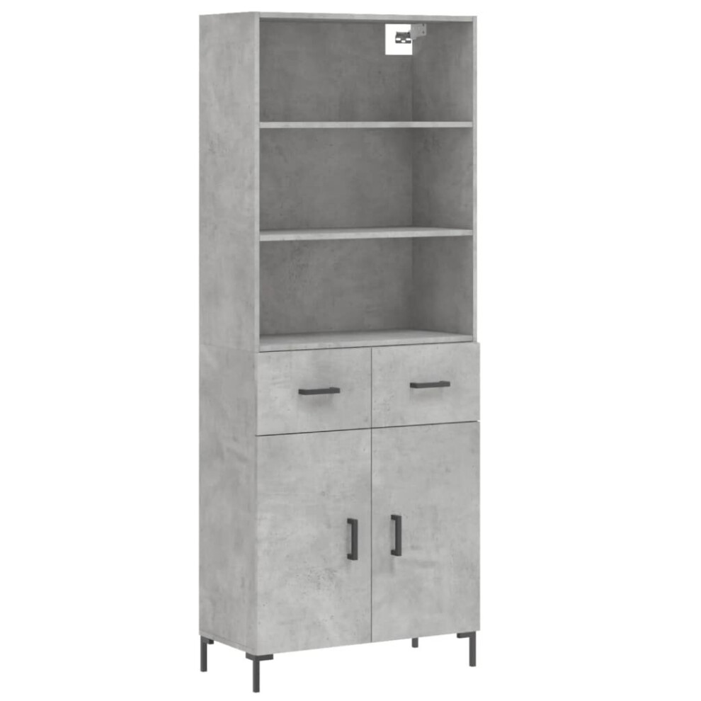 Vidaxl Highboard Sideboard Cupboard Side Cabinet Concrete Grey Engineered Wood