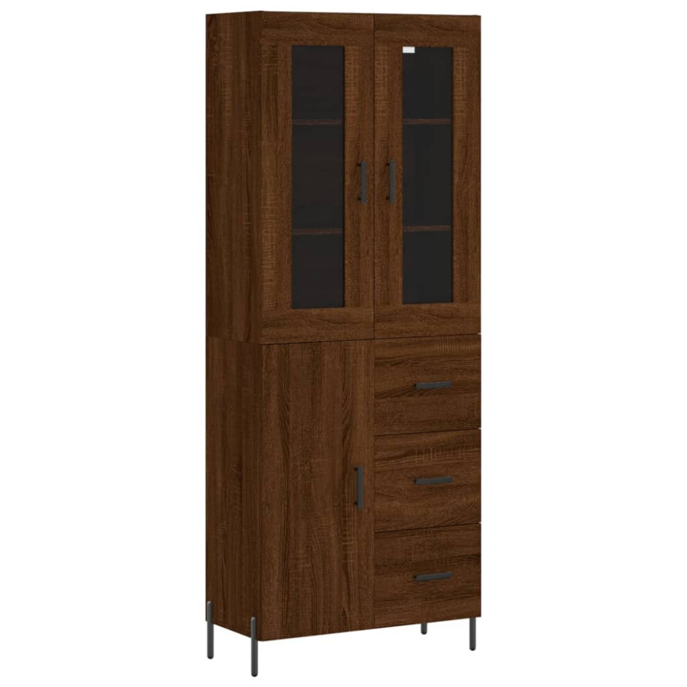 vidaXL Highboard Sideboard Cupboard Storage Cabinet Brown Oak Engineered Wood