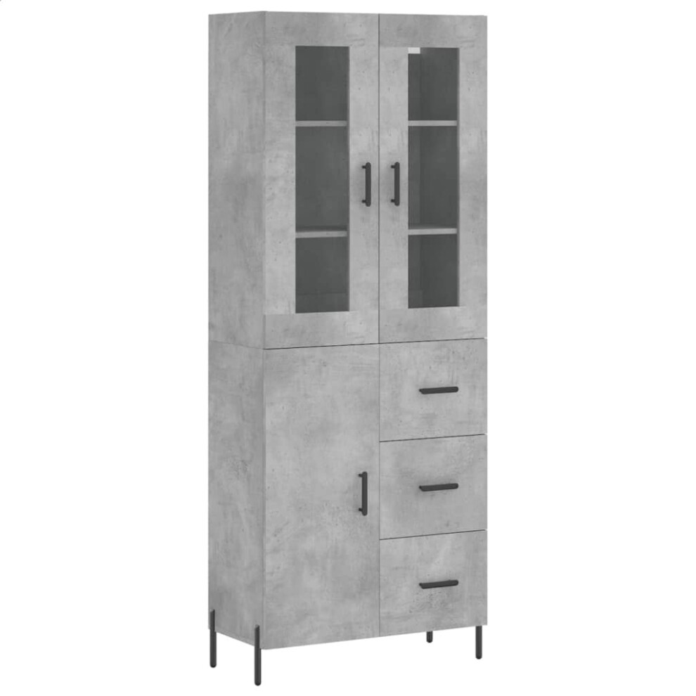 Vidaxl Highboard Sideboard Cupboard Side Cabinet Concrete Engineered Wood Grey