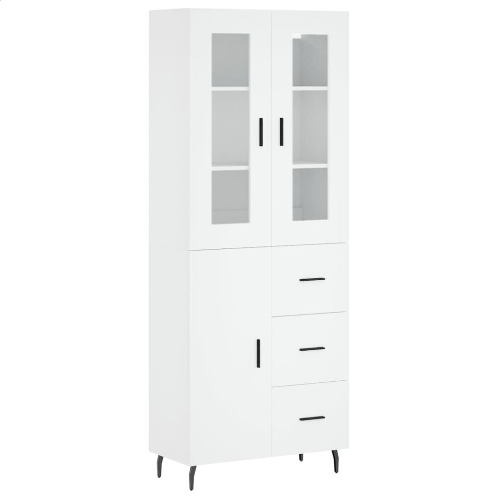 Vidaxl Highboard Sideboard Cupboard Storage Cabinet White Engineered Wood