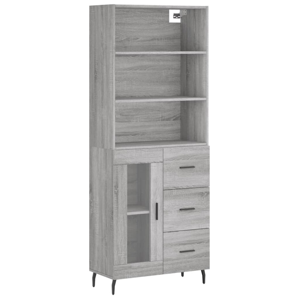 vidaXL Highboard Sideboard Cupboard Side Cabinet Grey Sonoma Engineered Wood