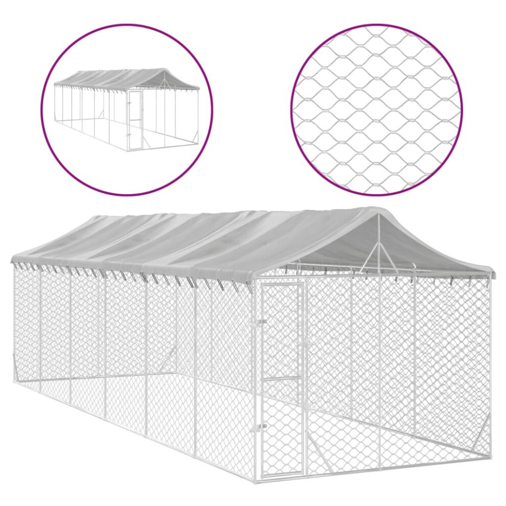 (3 X 9 X 2.5 m) vidaXL Outdoor Dog Kennel Dog House With Roof Dog Cage Silver Galvanised Steel