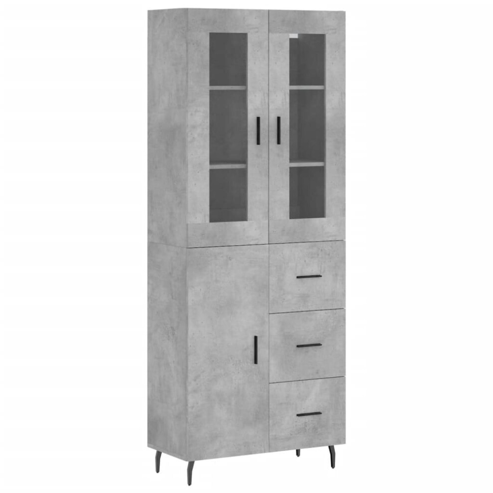 vidaXL Highboard Sideboard Cupboard Side Cabinet Concrete Grey Engineered Wood