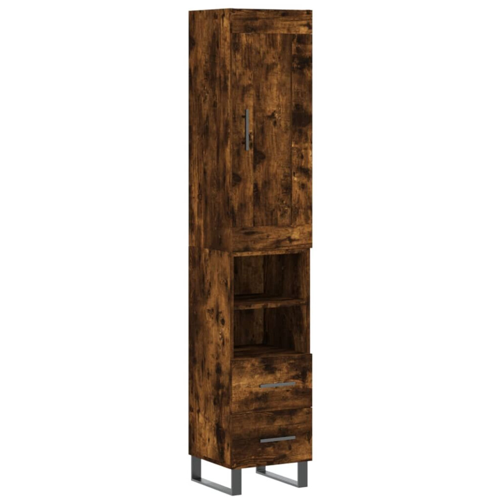 vidaXL Highboard Sideboard Cupboard Side Cabinet Smoked Oak Engineered Wood