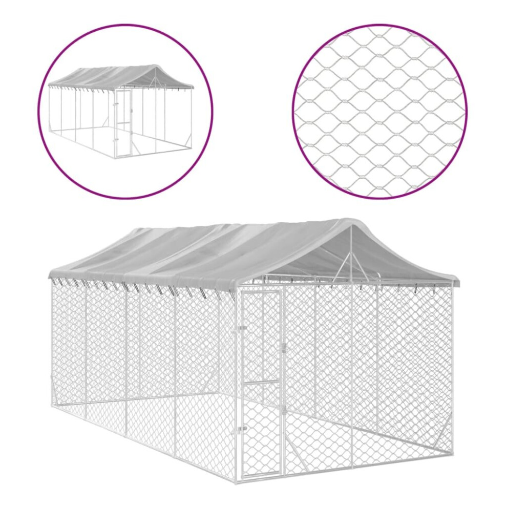 (3 X 6 X 2.5 m) vidaXL Outdoor Dog Kennel Dog House With Roof Dog Cage Silver Galvanised Steel