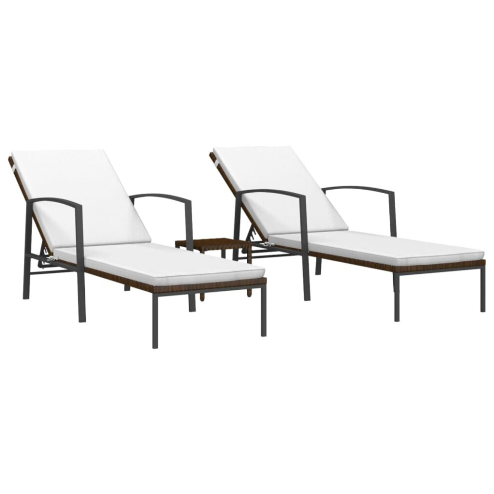 Vidaxl Sun Loungers Sunbed With Table Reclining Chair 2 Pcs Poly Rattan Brown