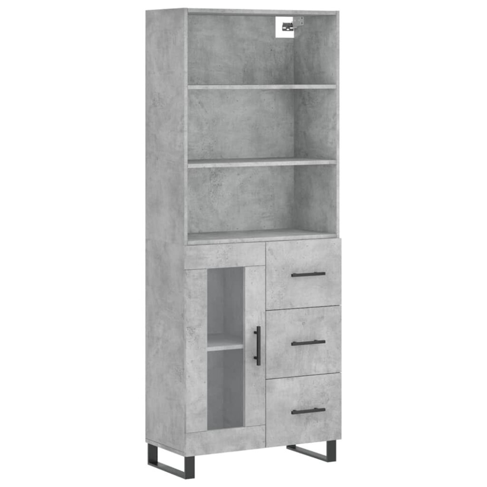 vidaXL Highboard Sideboard Cupboard Side Cabinet Concrete Grey Engineered Wood