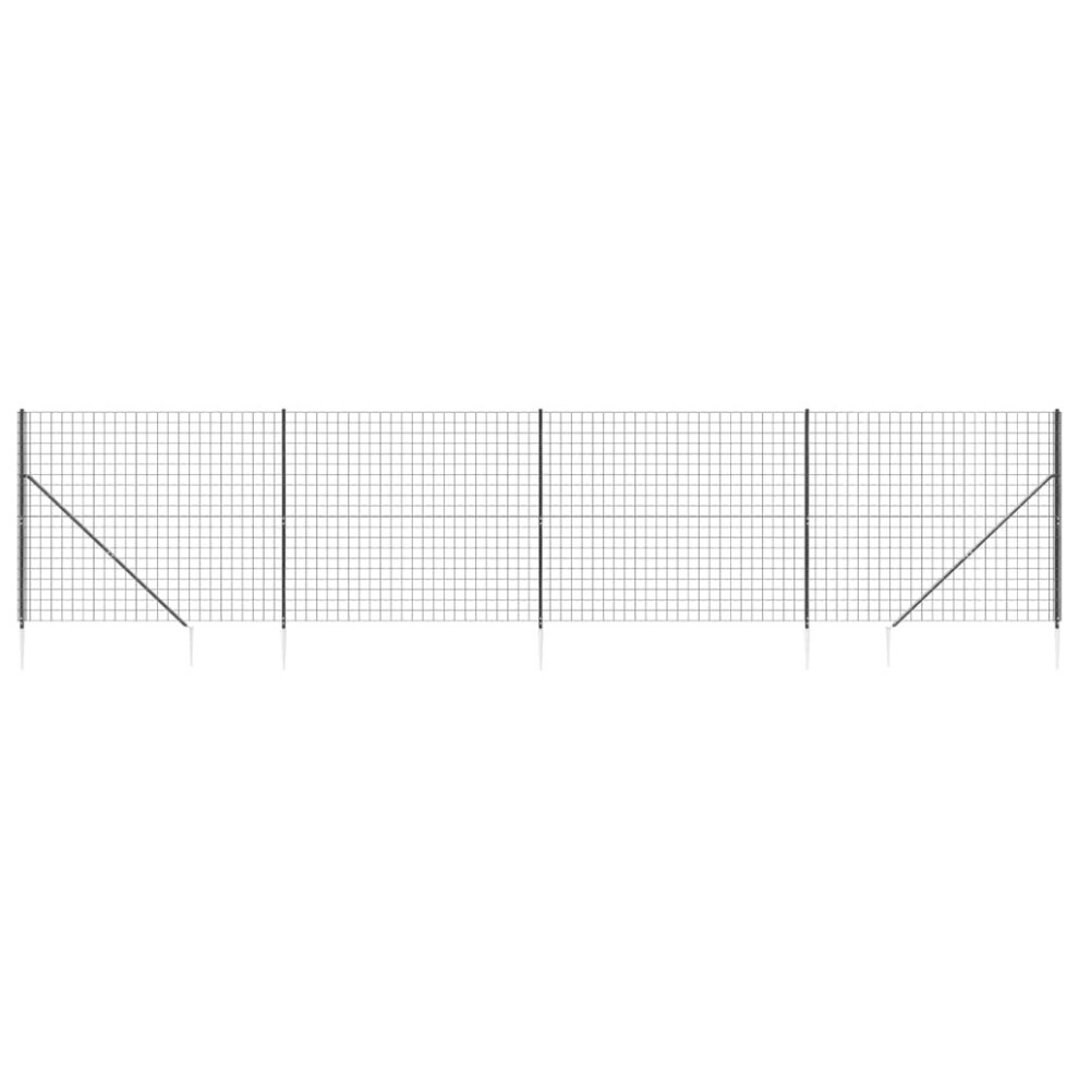 (anthracite, 1.6 x 10 m) vidaXL Wire Mesh Fence Outdoor Garden Wire Fencing Mesh with Spike Anchors