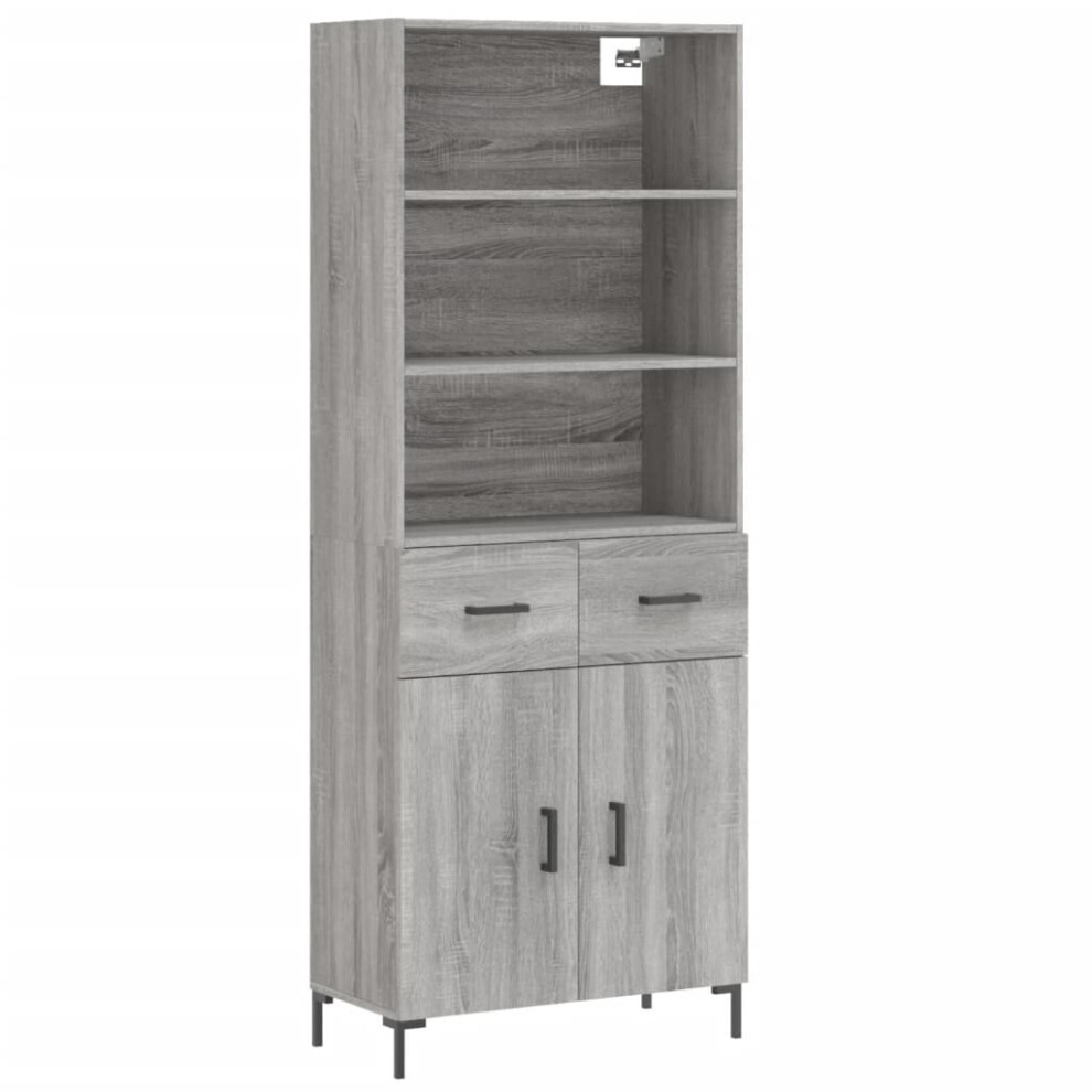 vidaXL Highboard Sideboard Cupboard Side Cabinet Grey Sonoma Engineered Wood