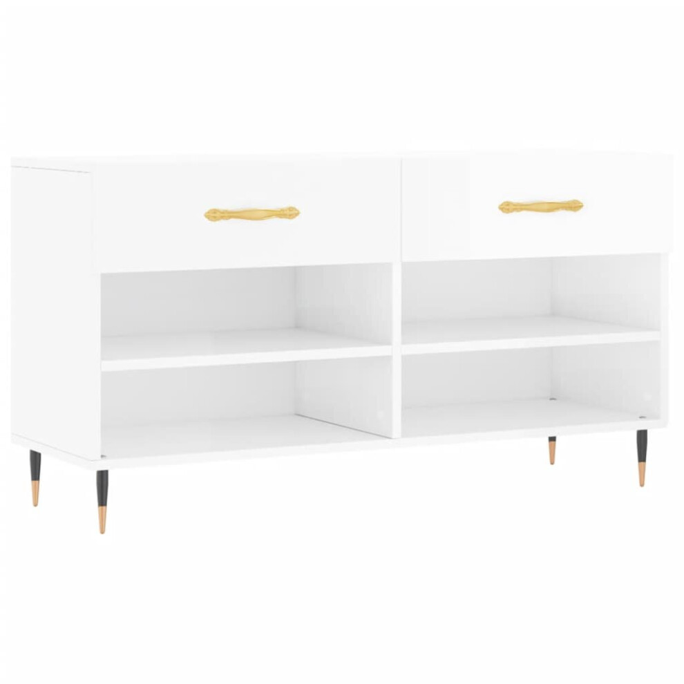 (high gloss white) vidaXL Shoe Bench Shoe Shelf Hallway Shoe Storage Cabinet Engineered Wood