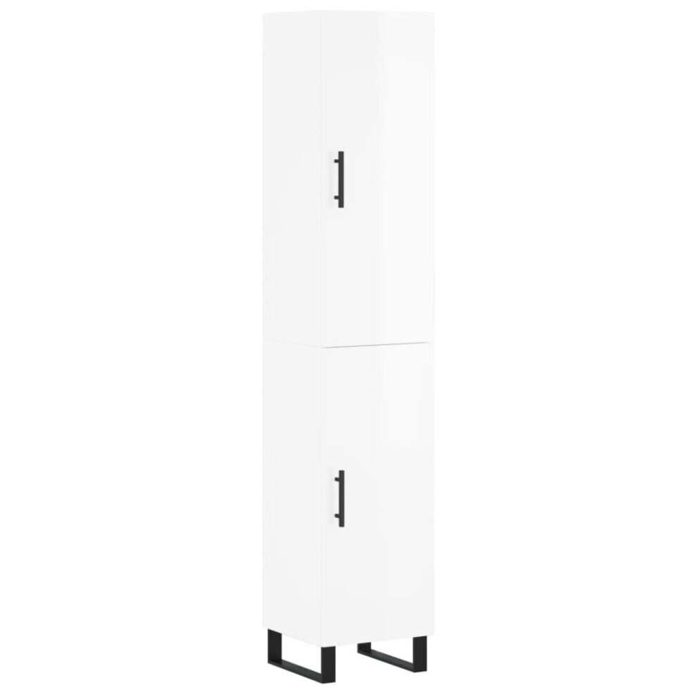 vidaXL Highboard Sideboard Cupboard Cabinet High Gloss White Engineered Wood