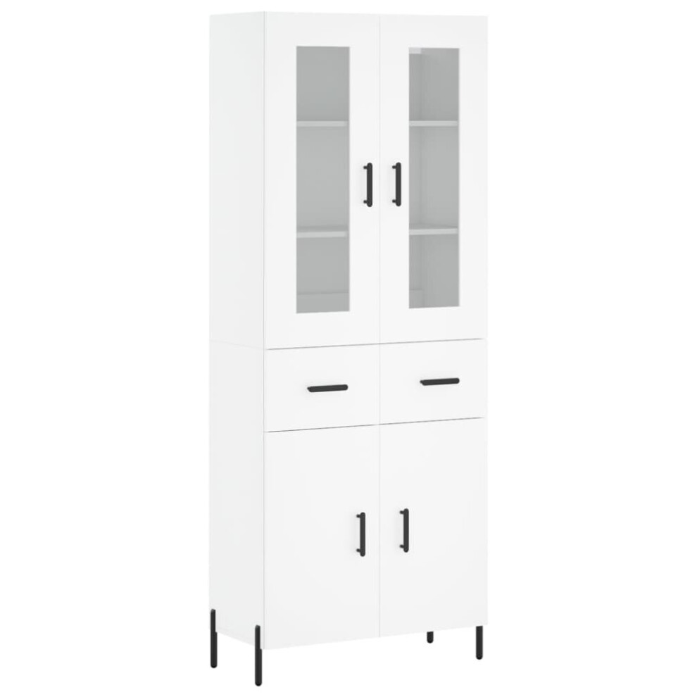 Vidaxl Highboard Sideboard Cupboard Storage Cabinet White Engineered Wood