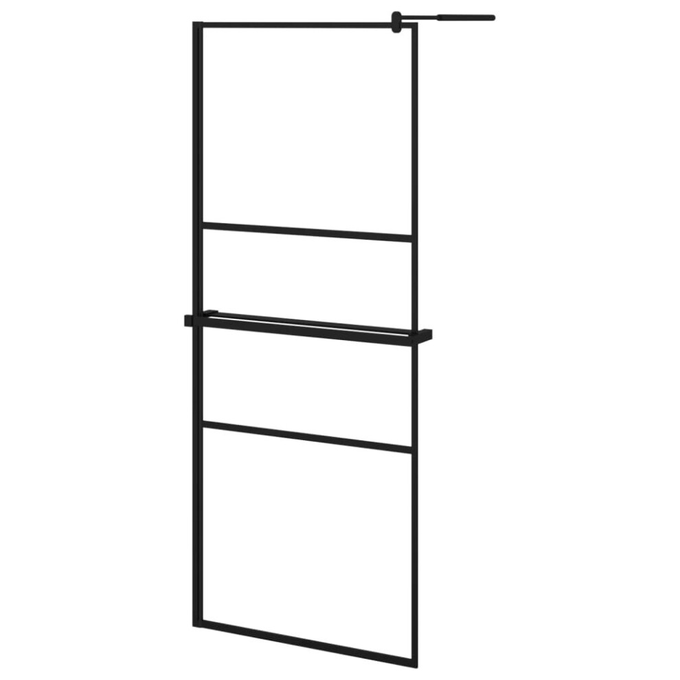 Vidaxl (Black, 80 X 195 Cm/Frosted) Walk-In Shower Wall Bath Enclosure With Shelf Esg Glass And Aluminium