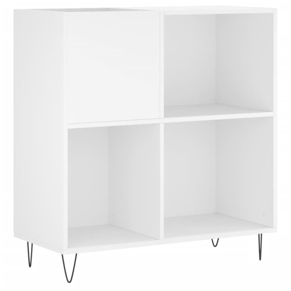 vidaXL Record Cabinet Record Storage Cabinet Sideboard White Engineered Wood