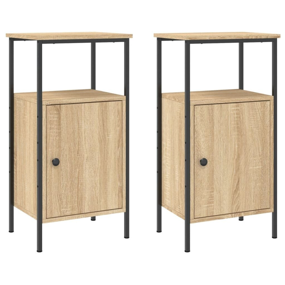 Vidaxl (Sonoma Oak) Bedside Cabinets Side Table Nightstand 2 Pcs Sonoma Oak Engineered Wood